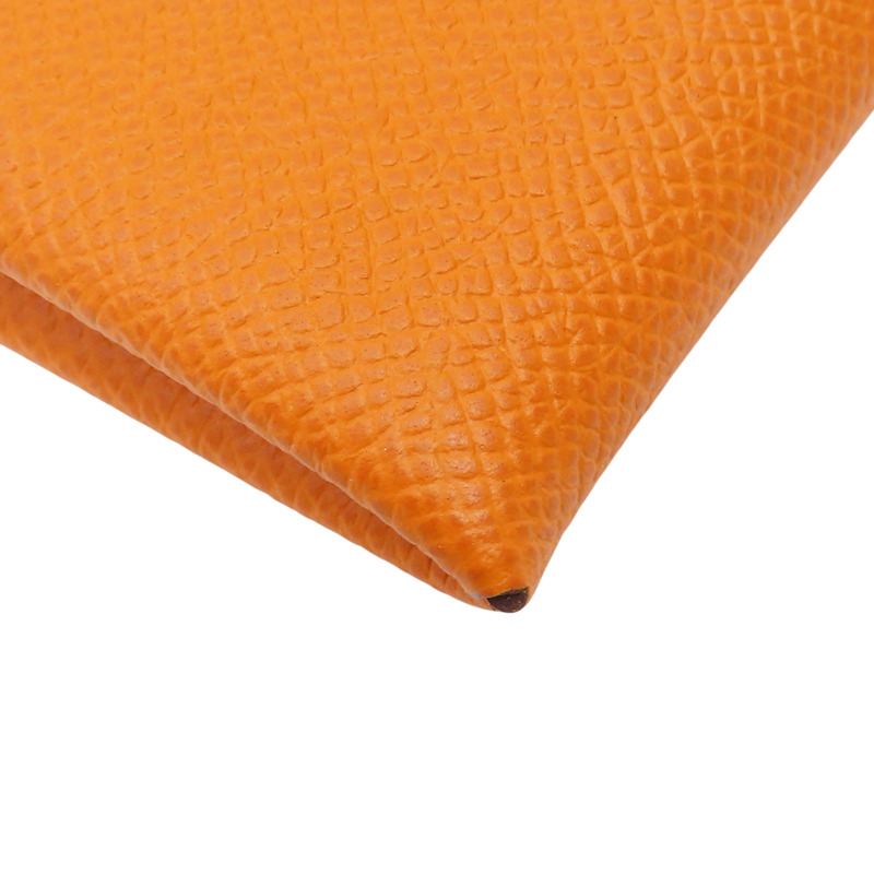 橘色 Epsom牛皮 Calvi Duo 扣式零錢包 B刻-11