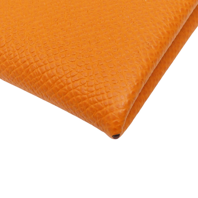 橘色 Epsom牛皮 Calvi Duo 扣式零錢包 B刻-12