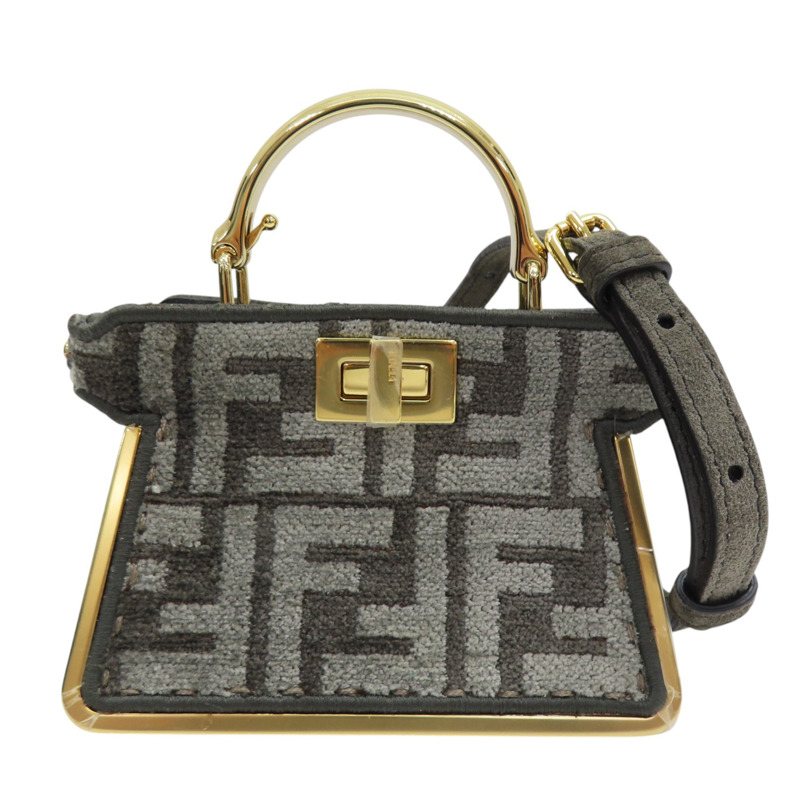 灰色 棉毛 Mini Peekaboo 肩背包-0