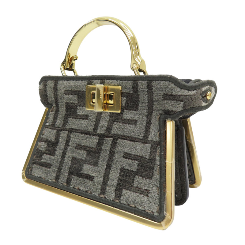 灰色 棉毛 Mini Peekaboo 肩背包-2