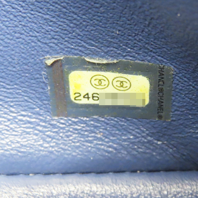 藍色 牛皮 菱格紋 荔枝紋 Coco 20 鍊帶 肩背包 銀扣 (無卡) A69900-7