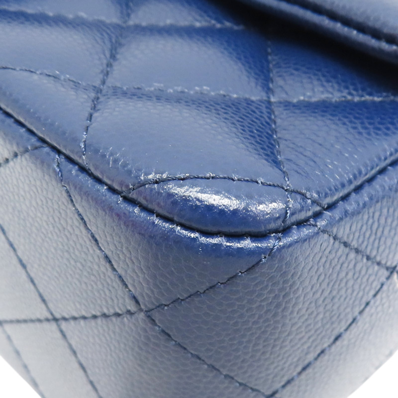 藍色 牛皮 菱格紋 荔枝紋 Coco 20 鍊帶 肩背包 銀扣 (無卡) A69900-10