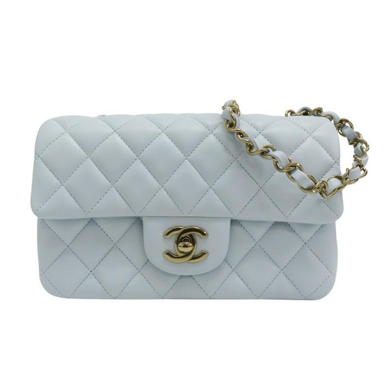 藍色 羊皮 Mini Matelasse 肩背包 A69900-0