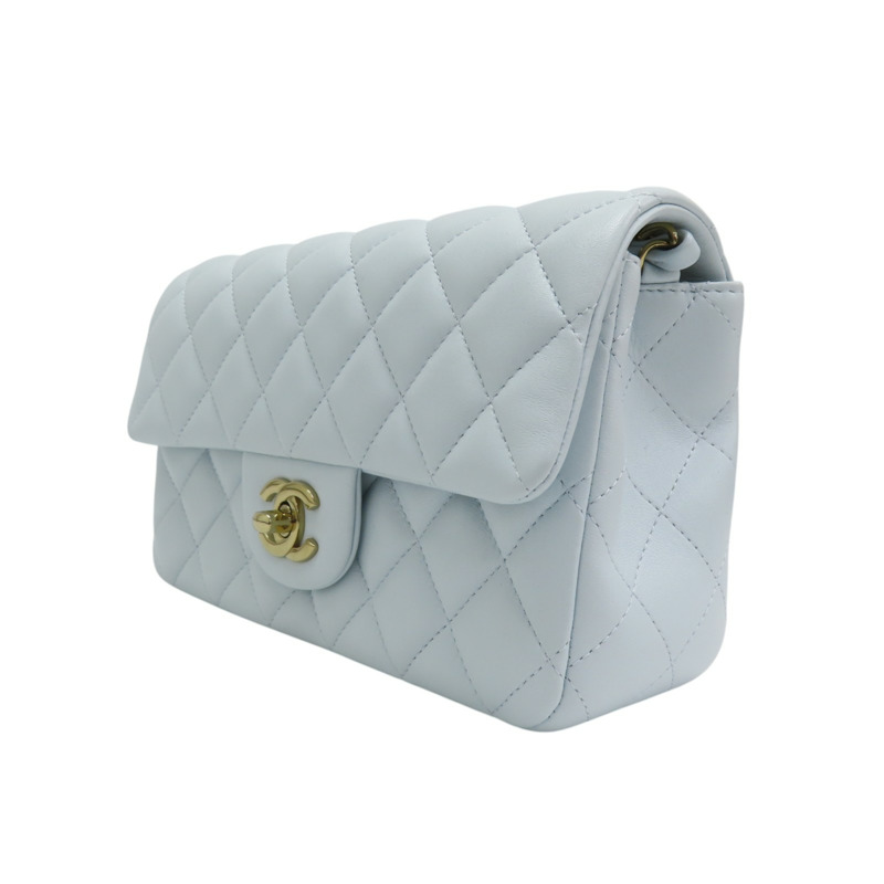 藍色 羊皮 Mini Matelasse 肩背包 A69900-2