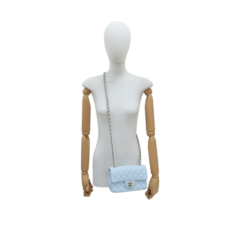 藍色 羊皮 Mini Matelasse 肩背包 A69900-9