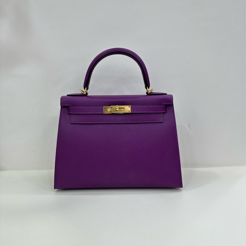 愛馬仕Hermes kelly 28 P9海葵紫 金扣 epsom皮 D刻 99新-0