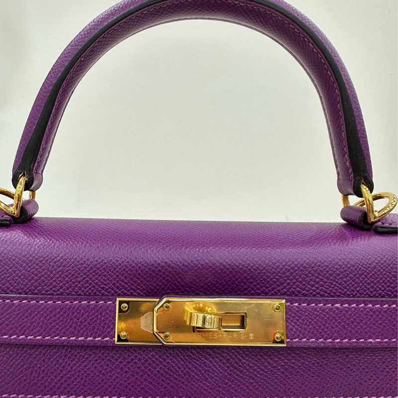 愛馬仕Hermes kelly 28 P9海葵紫 金扣 epsom皮 D刻 99新-7