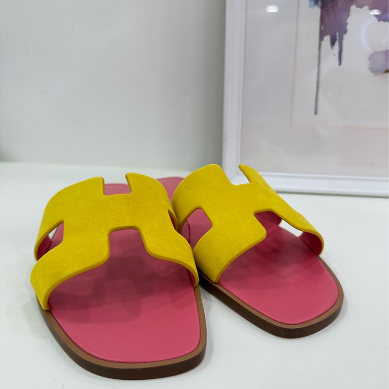 愛馬仕Hermes H 限量麂皮拼色ORAN拖鞋 經典H版型 拖鞋 全新37.5碼-2