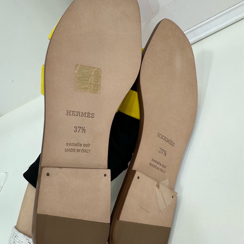 愛馬仕Hermes H 限量麂皮拼色ORAN拖鞋 經典H版型 拖鞋 全新37.5碼-3