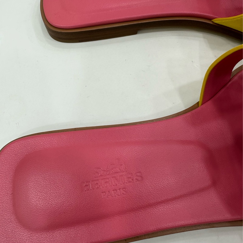 愛馬仕Hermes H 限量麂皮拼色ORAN拖鞋 經典H版型 拖鞋 全新37.5碼-4