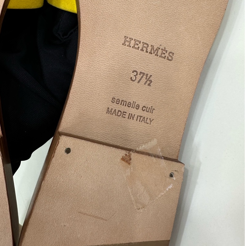 愛馬仕Hermes H 限量麂皮拼色ORAN拖鞋 經典H版型 拖鞋 全新37.5碼-5