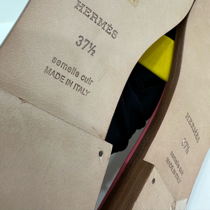 愛馬仕Hermes H 限量麂皮拼色ORAN拖鞋 經典H版型 拖鞋 全新37.5碼-6