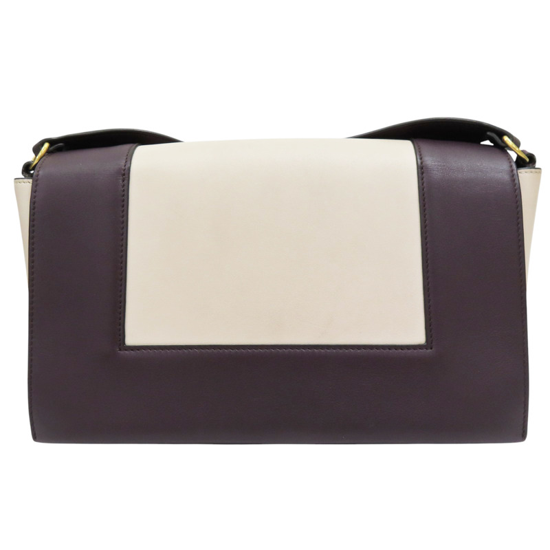 深紫/粉膚色 牛皮 Frame 肩背包-1