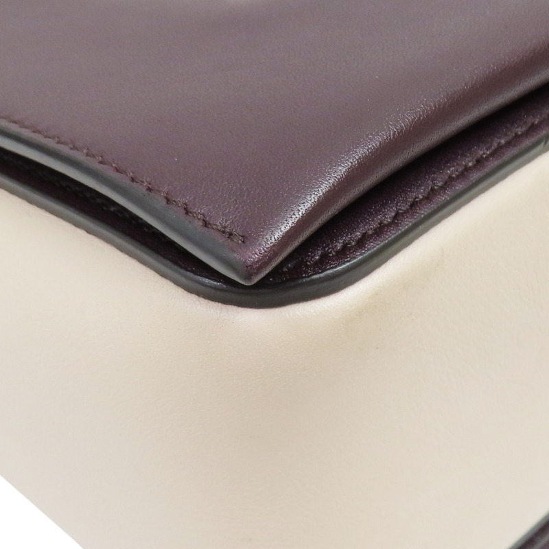 深紫/粉膚色 牛皮 Frame 肩背包-10