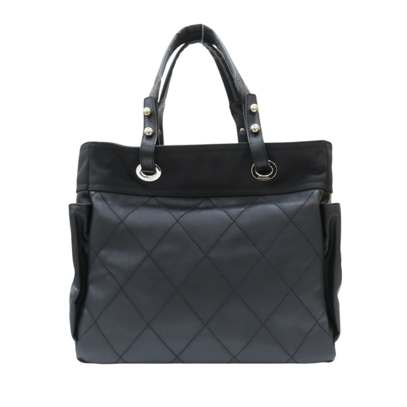 黑色 帆布 牛皮 Paris Biarritz GM 肩背包【CHANEL 香奈兒】 A34210-1