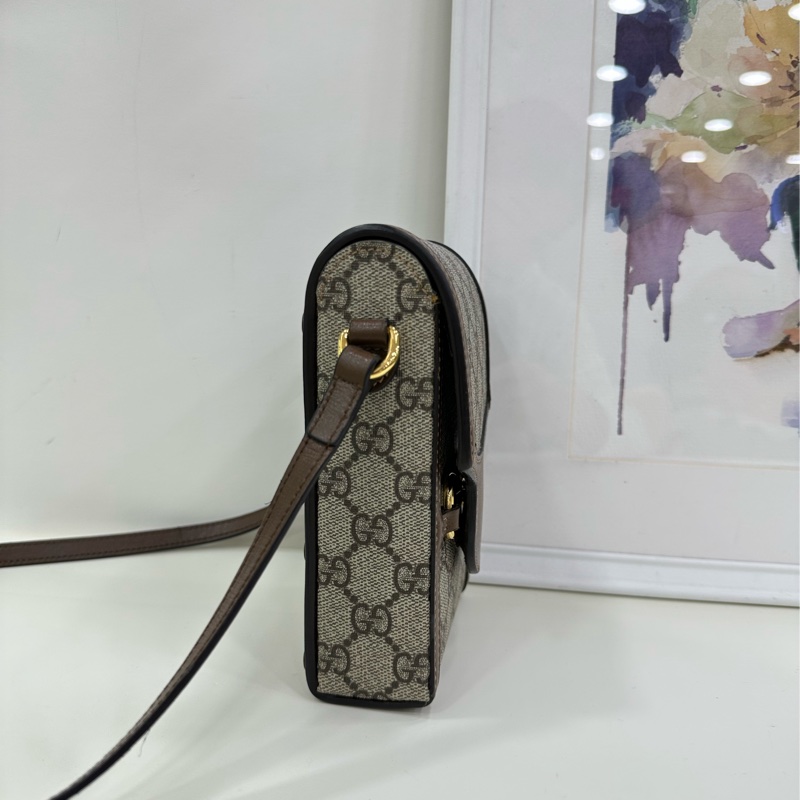 Gucci古馳 老花Horsebit 1955系列直式手機包 尺寸10.5*16*4cm-3