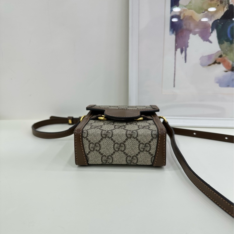 Gucci古馳 老花Horsebit 1955系列直式手機包 尺寸10.5*16*4cm-5