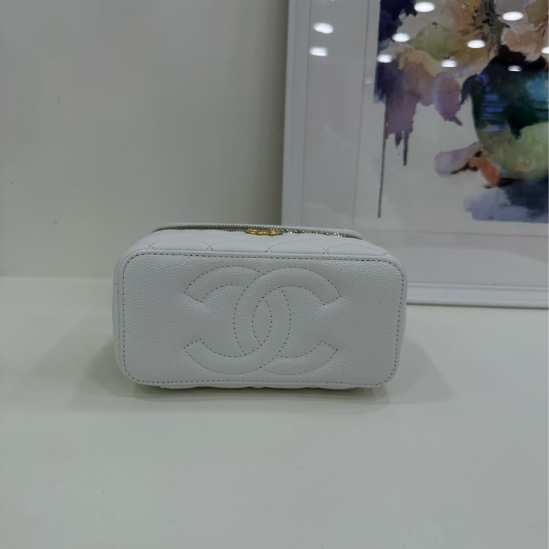 CHANEL香奈兒 23P 愛心金球長盒子 菱格 荔枝紋牛皮 盒子包化妝包單肩斜挎包 閒置-5