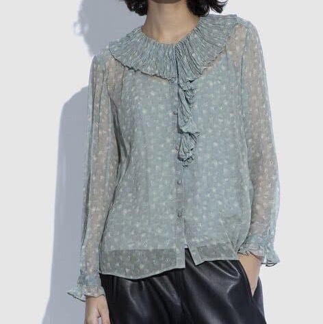 美國Coach 蔻馳 小碎花兩件式蠶絲上衣-0