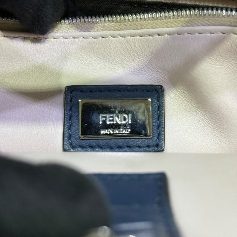【美收精品】FENDI 藍色皮革手提包 3-877-14