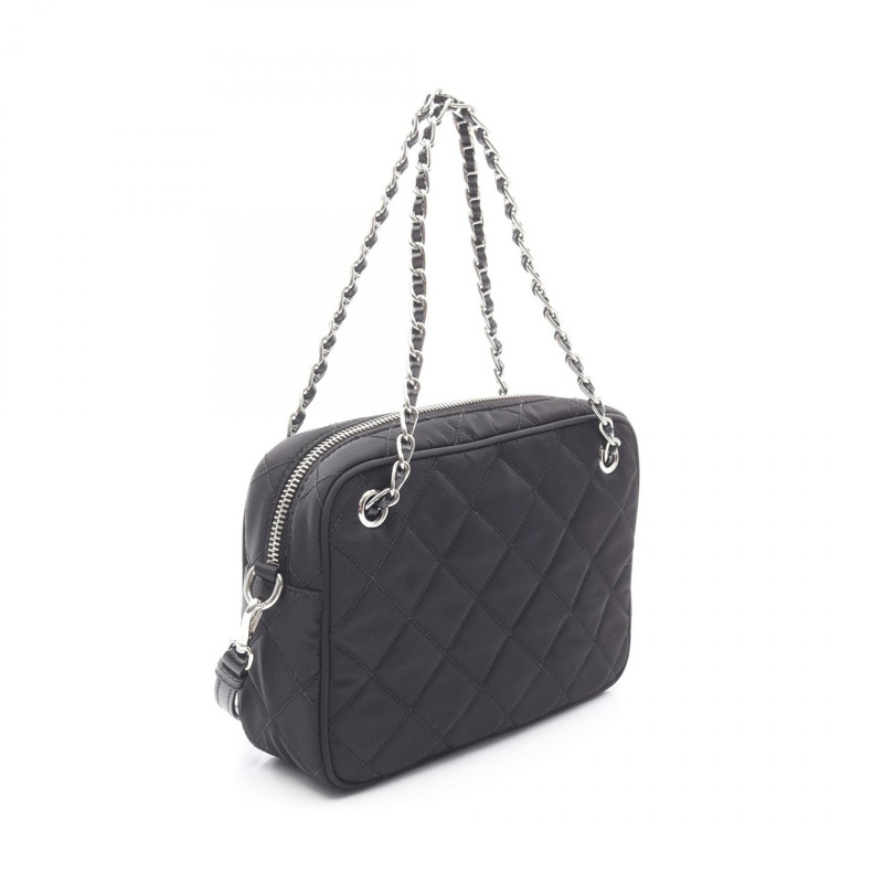 PRADA TESSUTO IMPUNTU 肩背包 1BH910 尼龍 Saffiano 皮革 黑色 二手-1