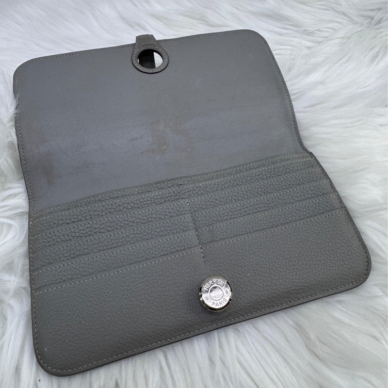 HERMES 愛馬仕 銀包 DOGON C6 銅綠色 TAURILLION 長身抽帶款銀包-1