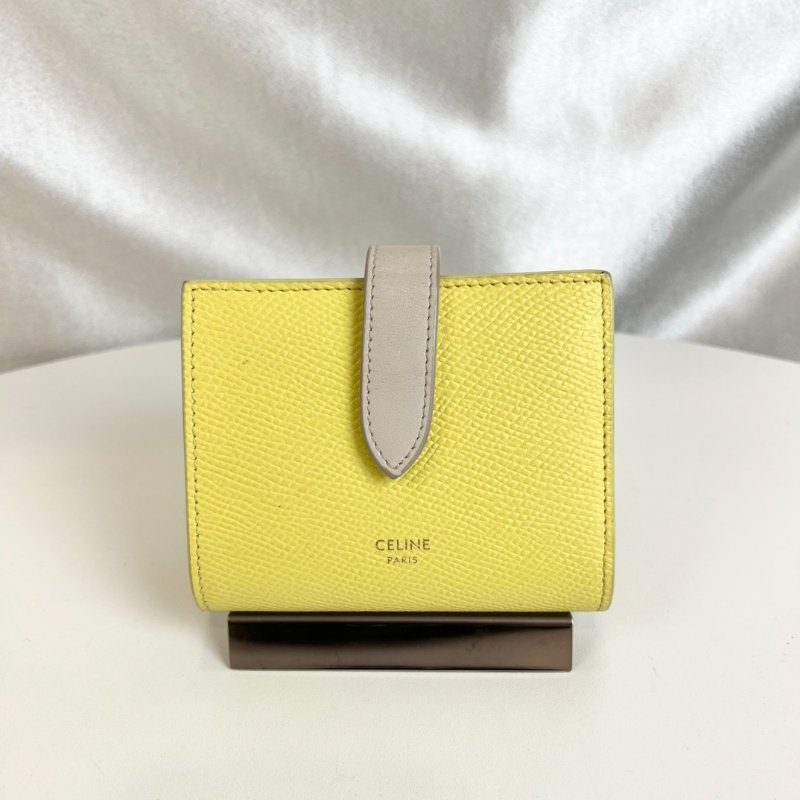 CELINE 黃拚灰釦式短夾-0