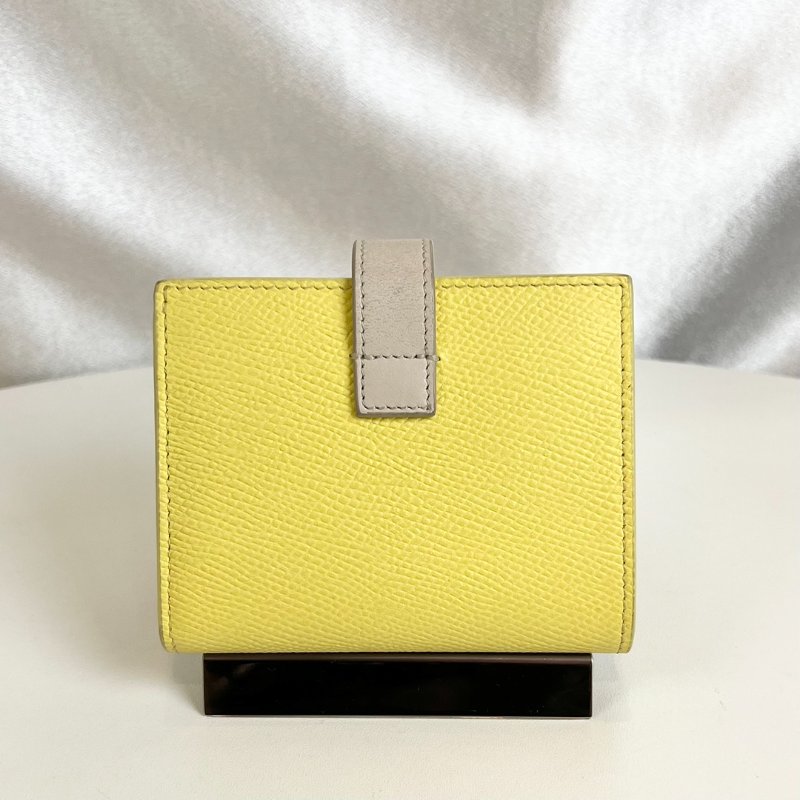 CELINE 黃拚灰釦式短夾-1