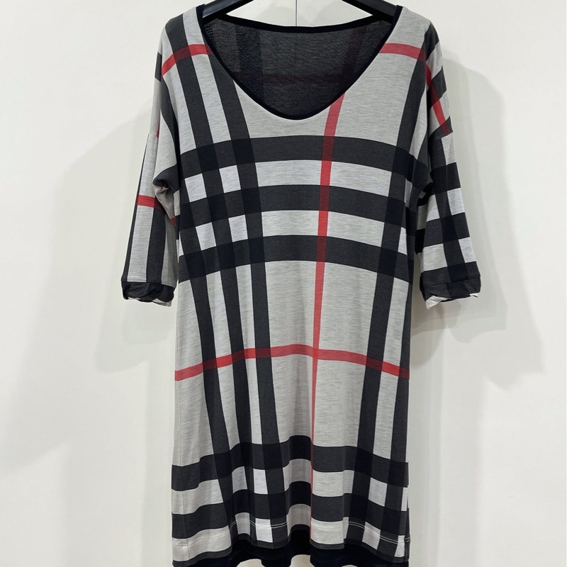 Burberry  倫敦  雙面穿格紋莫代爾棉長版上衣-0