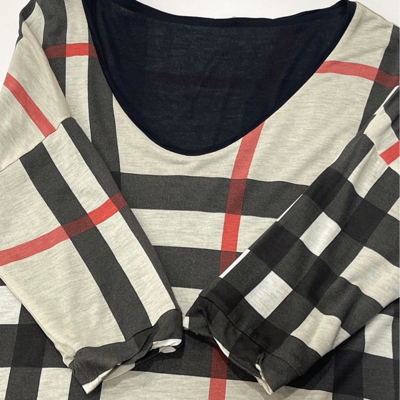 Burberry  倫敦  雙面穿格紋莫代爾棉長版上衣-4