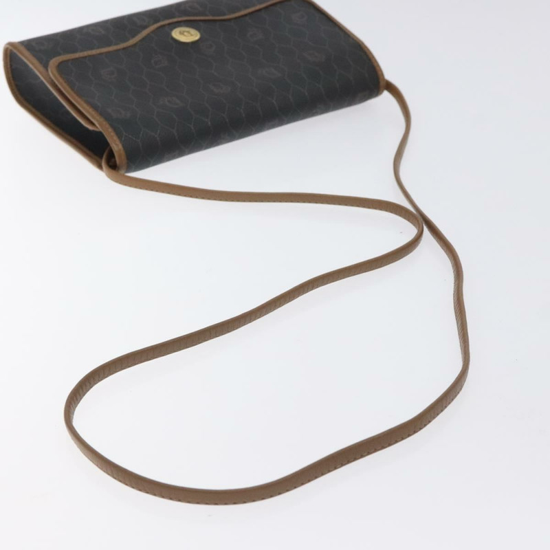 【日本直送】Christian Dior 蜂巢帆布肩背包 PVC 黑色金色 正品 SW976-6