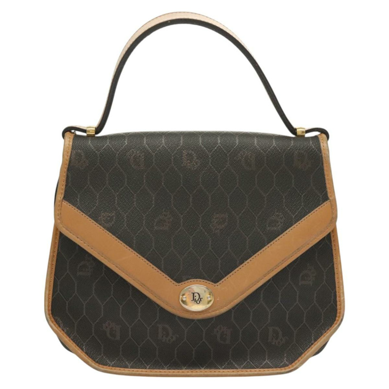 【日本直送】克莉絲汀狄奧 蜂巢帆布 手袋 PVC 兩用 黑金色 正品 SW977-12