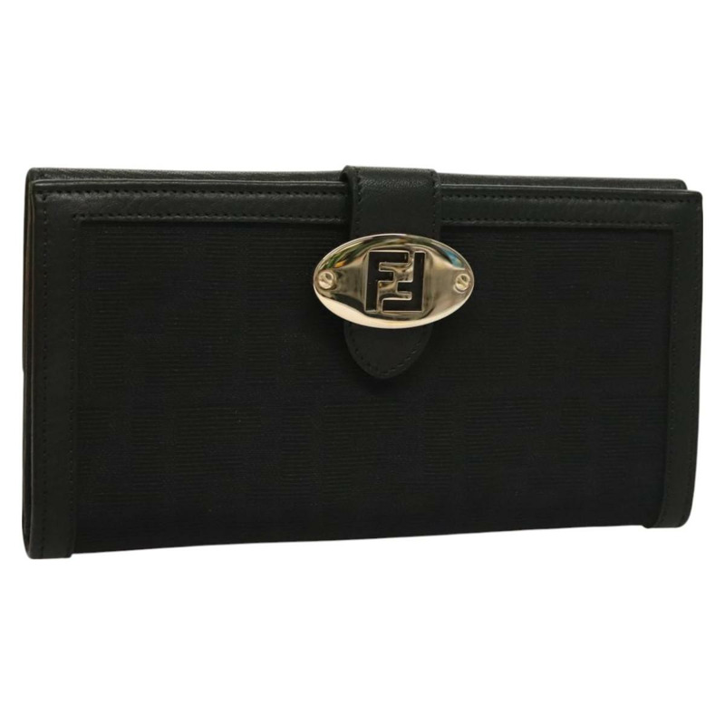 【日本直送】FENDI Zucca 帆布長版皮夾 黑色 正品 SW1005-0