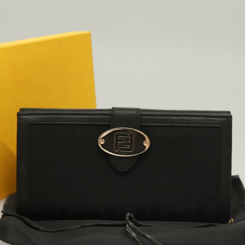 【日本直送】FENDI Zucca 帆布長版皮夾 黑色 正品 SW1005-11