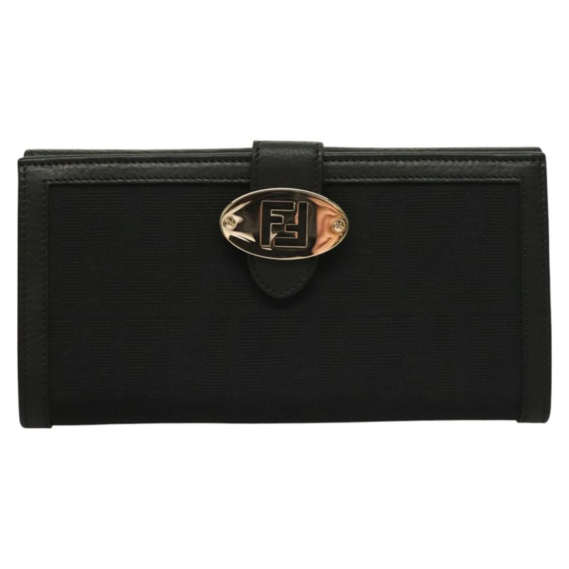 【日本直送】FENDI Zucca 帆布長版皮夾 黑色 正品 SW1005-12