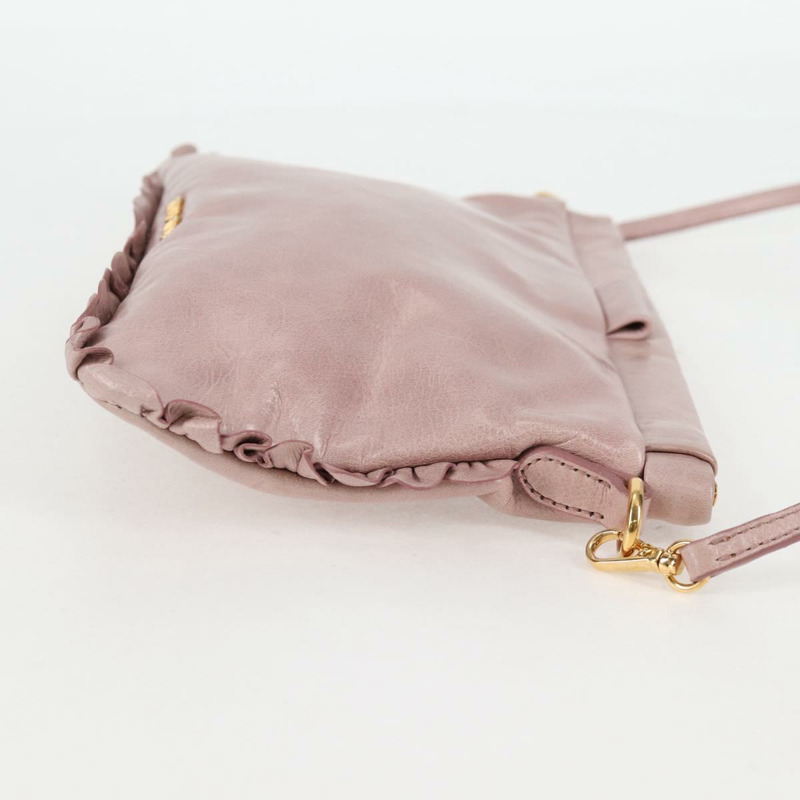 【日本直送】Miu Miu 單肩包 皮革 粉紅金 正品 gh459V-3