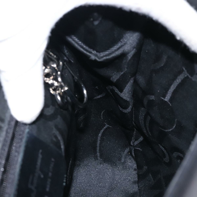 【日本直送】Salvatore Ferragamo Gancini 單肩包 皮革 黑色 銀色 正品 gh280-18