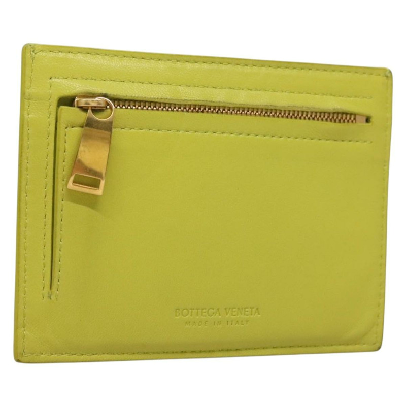 【日本直送】BOTTEGA VENETA INTRECCIATO 卡包 皮革 綠色 金色 正品 sw1087-0