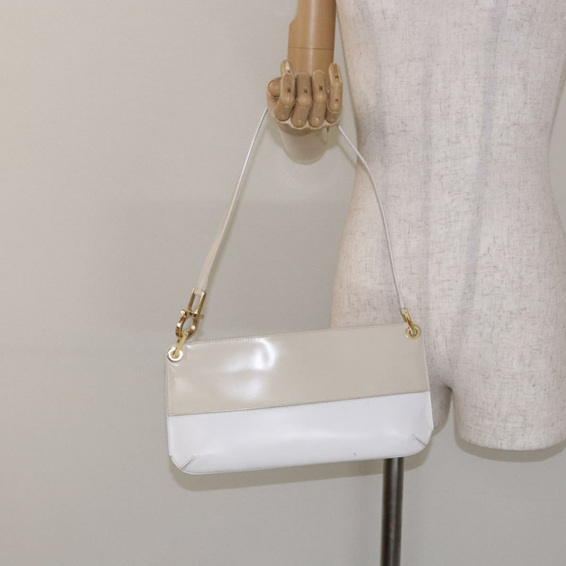 【日本直送】Salvatore Ferragamo 手提包 漆皮 米色 金色 正品 sw1286-19