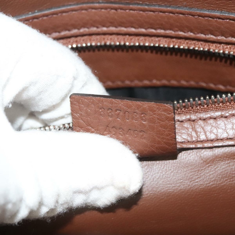 【日本直送】GUCCI 手拿包 皮革 棕色 銀色 337083 正品 sw1217-11