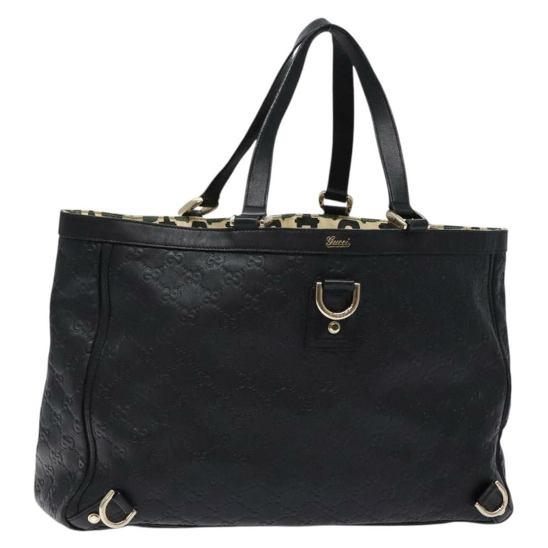 【日本直送】GUCCI GG 帆布 Guccissima 托特包皮革黑金色 141472 正品 sw1223-0