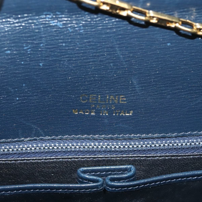 【日本直送】CELINE 鏈條手提包 皮革 海軍藍 金色 正品 sw1259-18