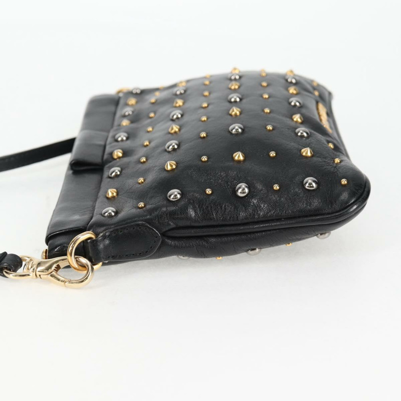 【日本直送】Miu Miu 單肩包 皮革 黑金 正品 sw1084V-2