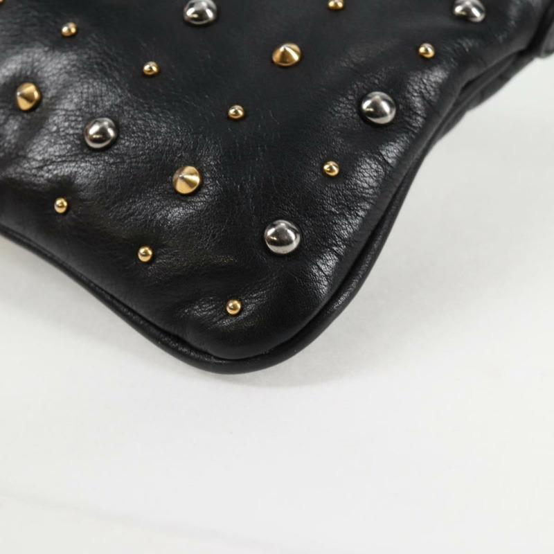 【日本直送】Miu Miu 單肩包 皮革 黑金 正品 sw1084V-16