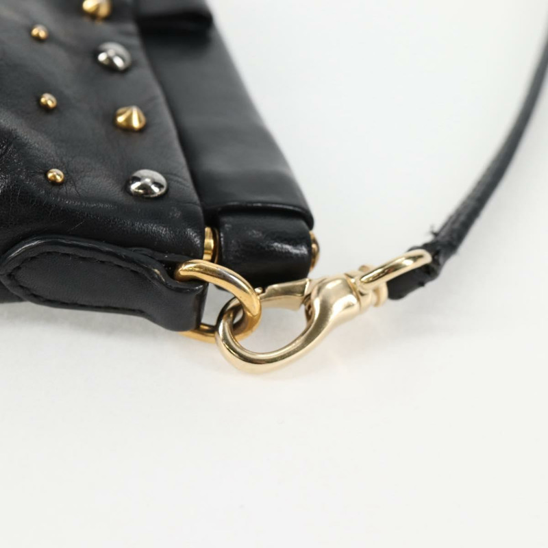 【日本直送】Miu Miu 單肩包 皮革 黑金 正品 sw1084V-18