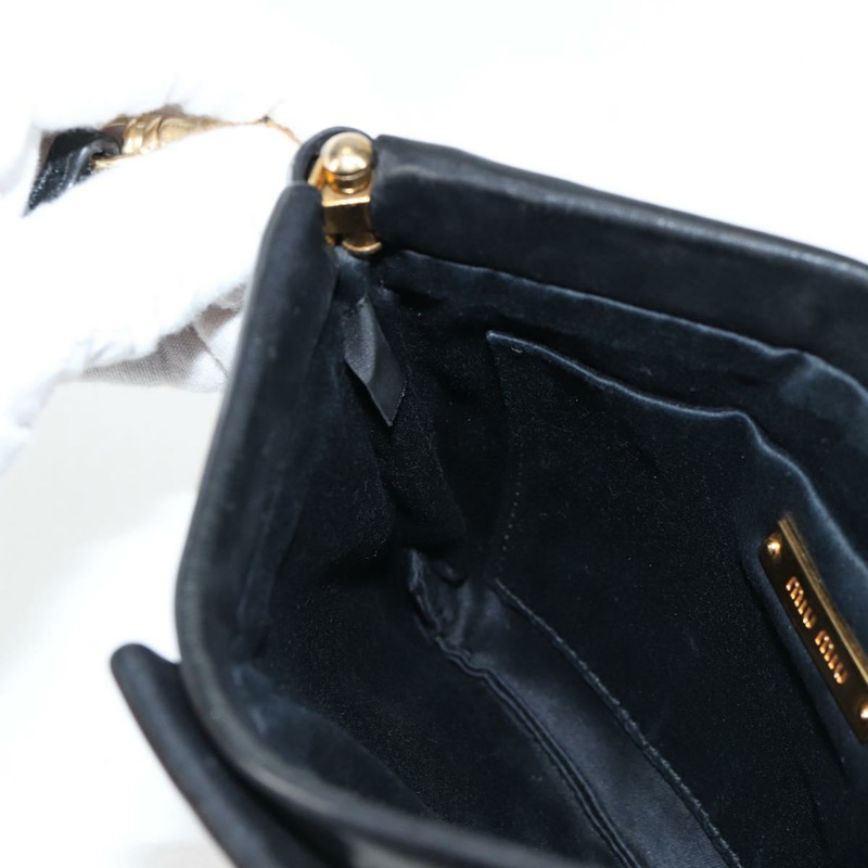 【日本直送】Miu Miu 單肩包 皮革 黑金 正品 sw1084V-21