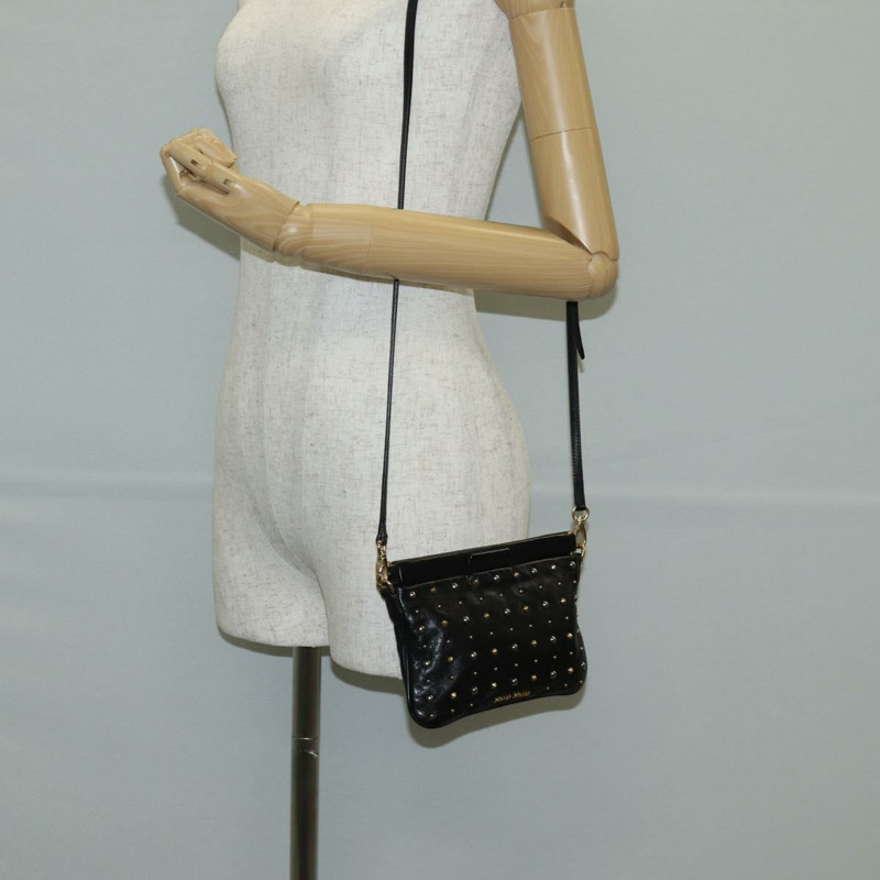 【日本直送】Miu Miu 單肩包 皮革 黑金 正品 sw1084V-23