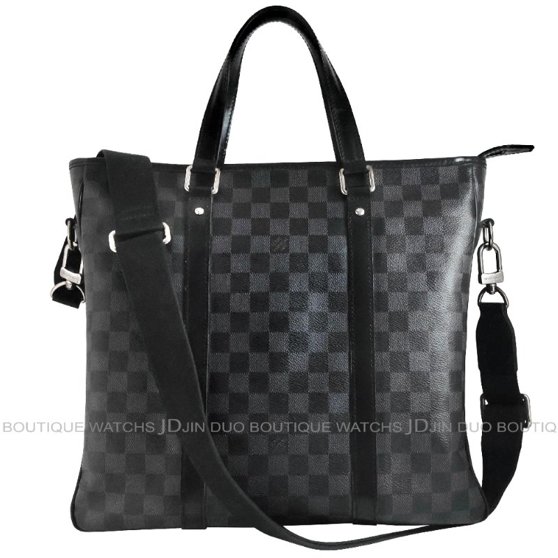 金鐸精品~2475 LOUIS VUUTTON LV 路易威登 N41259 Tadao PM中型黑灰色棋盤格紋 手提側肩背托特包 公事包-0