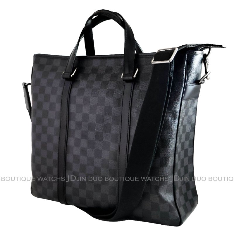 金鐸精品~2475 LOUIS VUUTTON LV 路易威登 N41259 Tadao PM中型黑灰色棋盤格紋 手提側肩背托特包 公事包-2