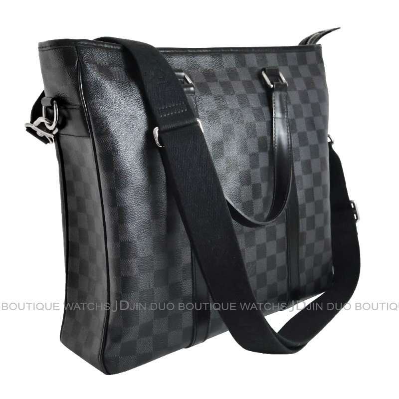 金鐸精品~2475 LOUIS VUUTTON LV 路易威登 N41259 Tadao PM中型黑灰色棋盤格紋 手提側肩背托特包 公事包-3